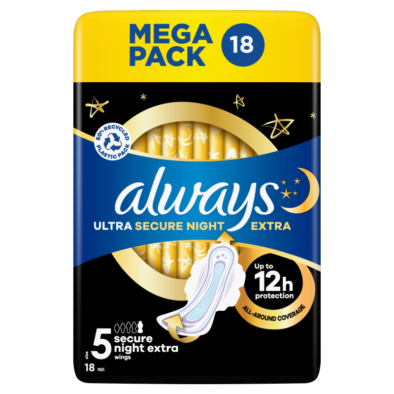 Always Ultra Sanitary Towels Secure Night Extra (S5) Wings (Pack of 18) — Everyday Choice 5873F