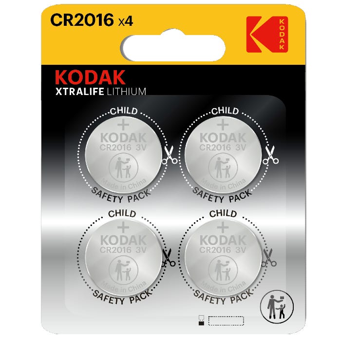 Kodak Lithium Button Cell Battery CR2016 (Pack of 4)